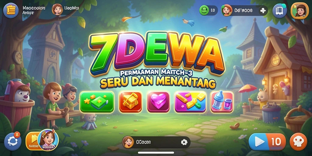 Gameplay seru 7DEWA dengan elemen match-3 yang menarik.