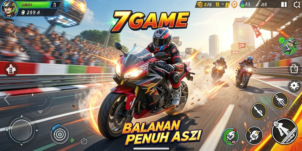 Screenshot yang menunjukkan aksi balapan seru di 7GAME.