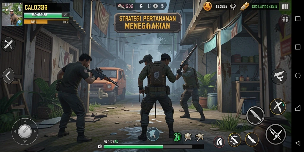 Tampilan gameplay menegangkan dalam CALO288 Tower Defense.