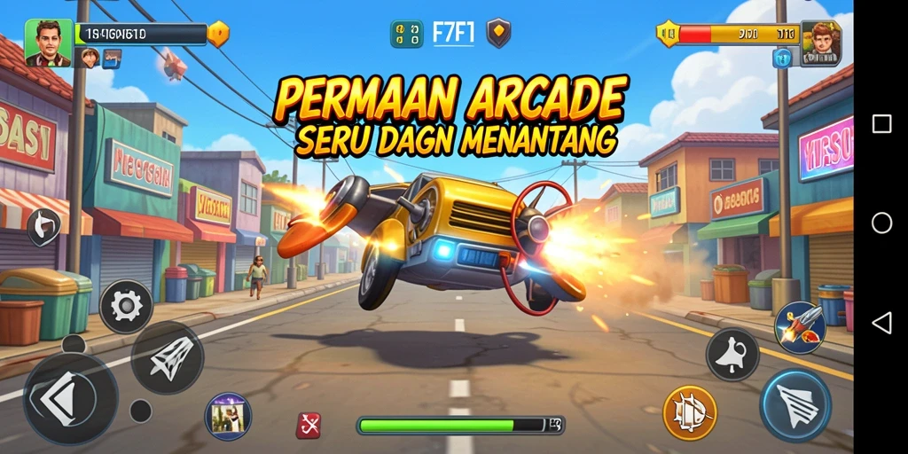 Screenshot gameplay F7F7 menampilkan aksi seru di arena Arcade.