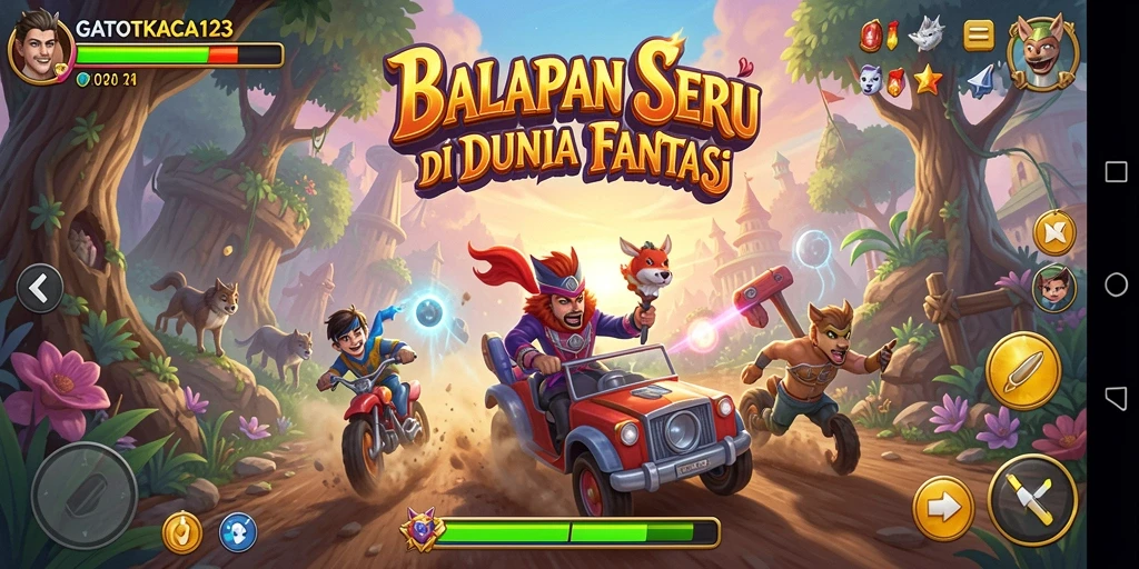 Menampilkan gameplay balapan seru di trek menantang.