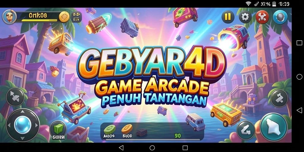 Screenshot utama menampilkan gameplay GEBYAR4D yang penuh aksi dan tantangan.