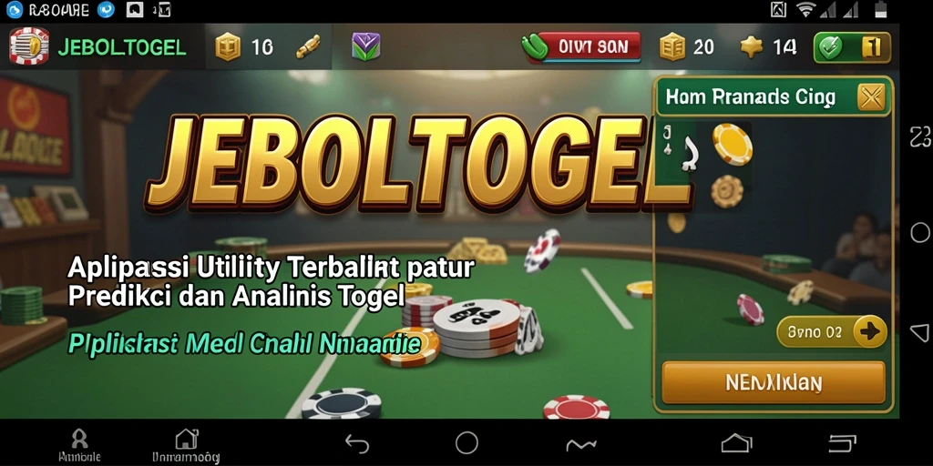 Tampilan utama aplikasi JEBOLTOGEL dengan fitur prediksi dan analisis togel.