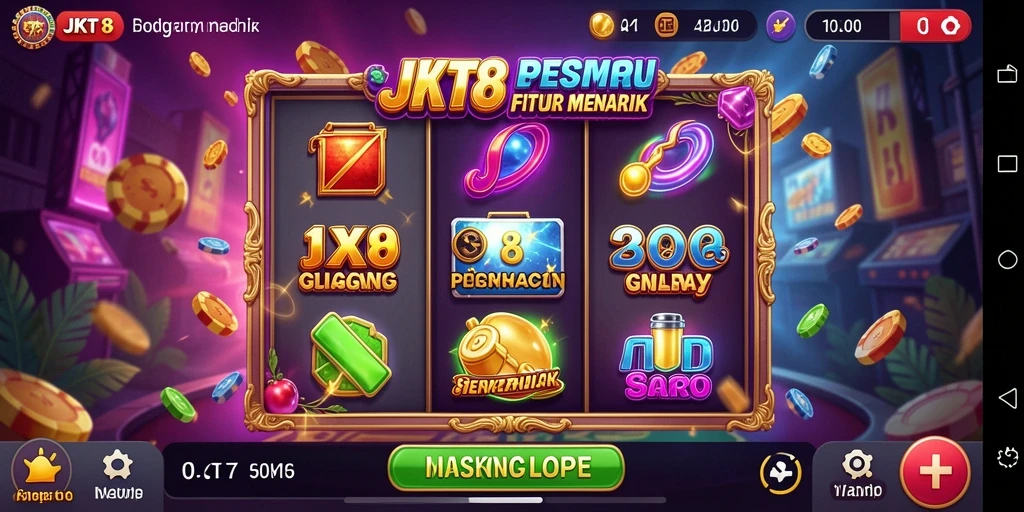 Tampilan gameplay di JKT8 dengan gulungan slot yang menarik.