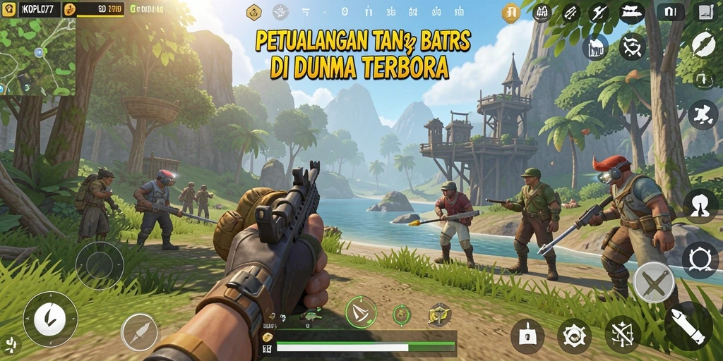 Screenshot gameplay KOPLO77 menampilkan petualangan seru di dunia terbuka.