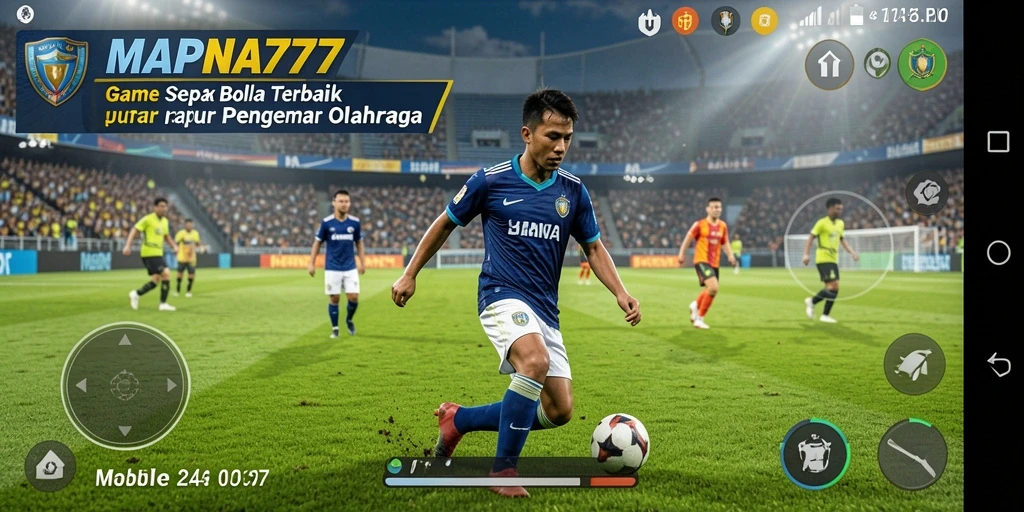 Screenshot gameplay MAPNA777 yang menampilkan aksi seru sepak bola.