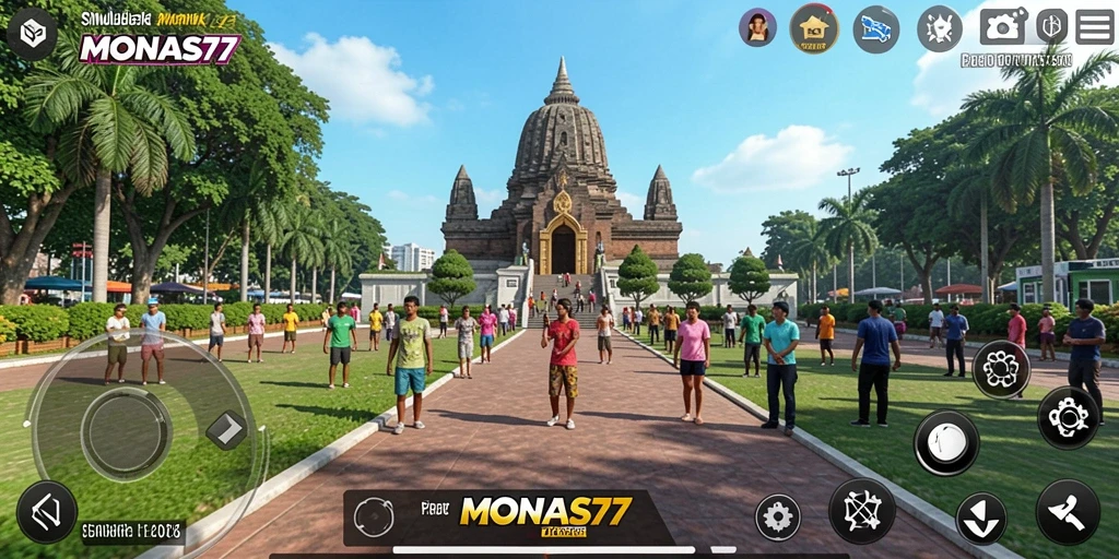 Screenshot gameplay MONAS77 yang menampilkan simulasi mendalam dan interaksi karakter.