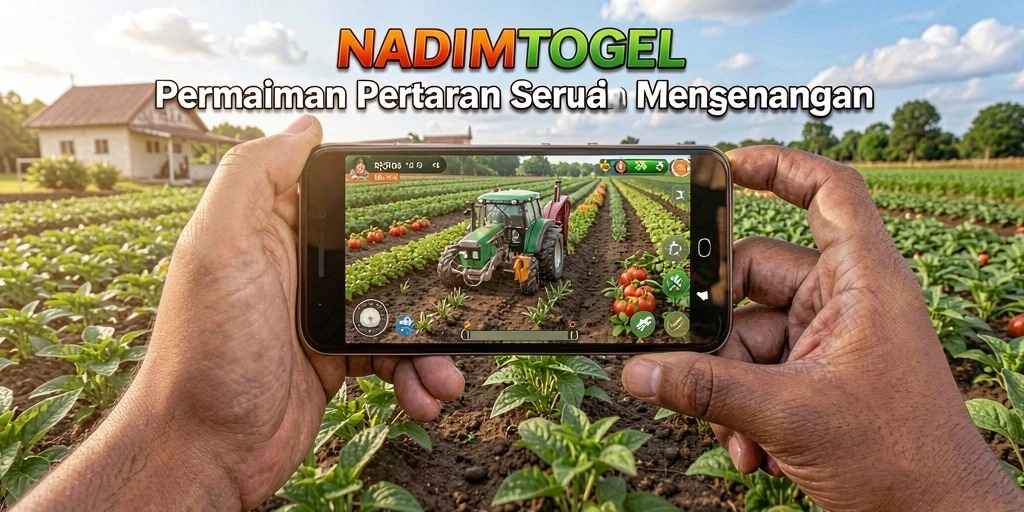Screenshot gameplay NADIMTOGEL menampilkan suasana pertanian yang hidup.