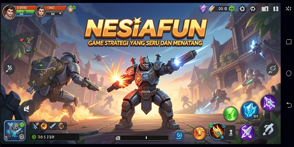 Screenshot menunjukkan aksi strategis dalam gameplay NESIAFUN.