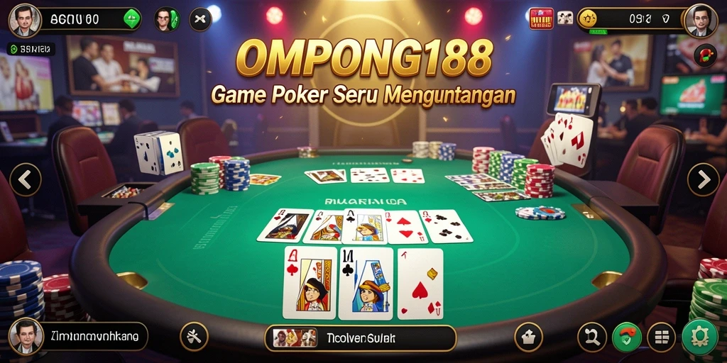 Tampilan gameplay menarik di OMPONG188 yang menggambarkan aksi Poker seru.