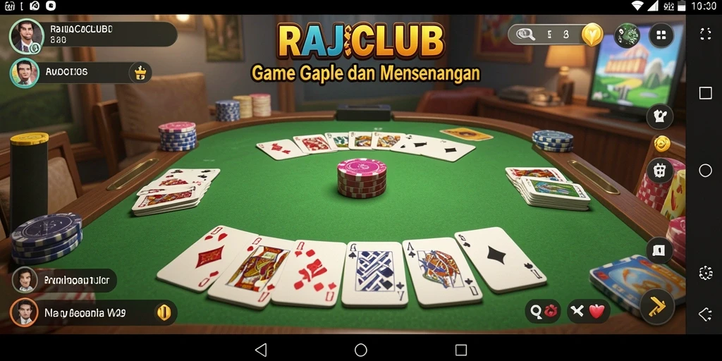 Screenshot gameplay RAJACLUB yang menampilkan serunya bermain Gaple.