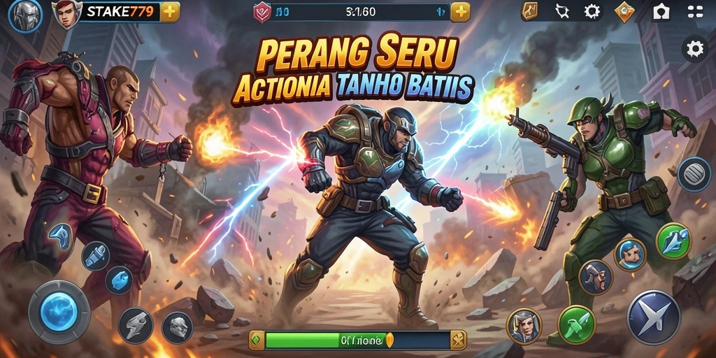 Tangkapan layar gameplay STAKE779 dengan aksi pertempuran yang mendebarkan.