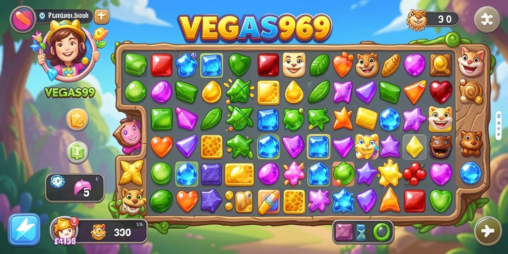 Tampilan gameplay menarik dan seru dari VEGAS969 Match-3.